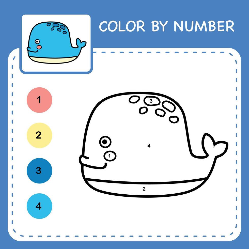 Color by number worksheet for kids learning numbers by coloring vector