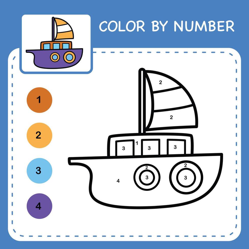 Color by number worksheet for kids learning numbers by coloring vector