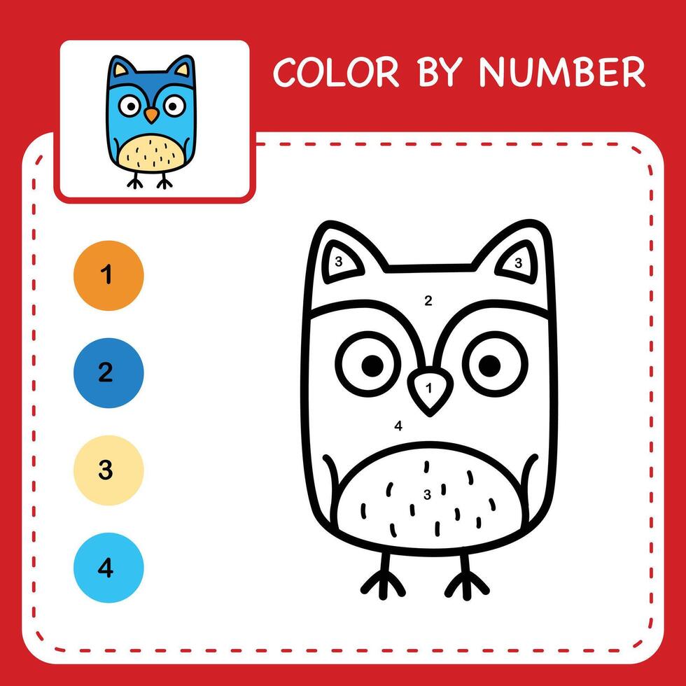 Color by number worksheet for kids learning numbers by coloring vector