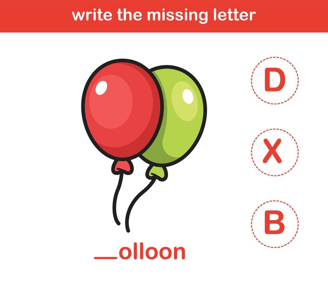 write the missing letter,illustration, vector
