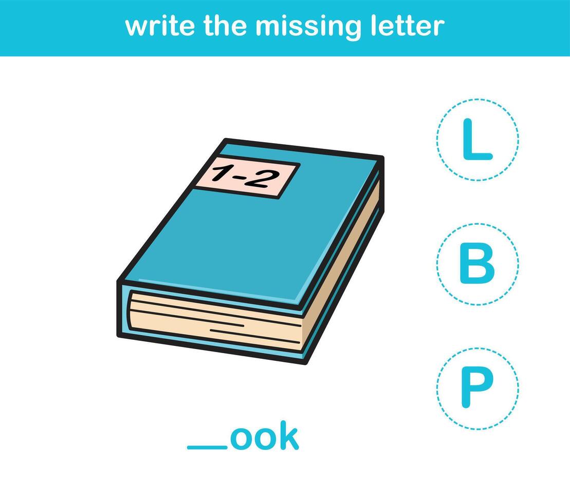 write the missing letter,illustration, vector