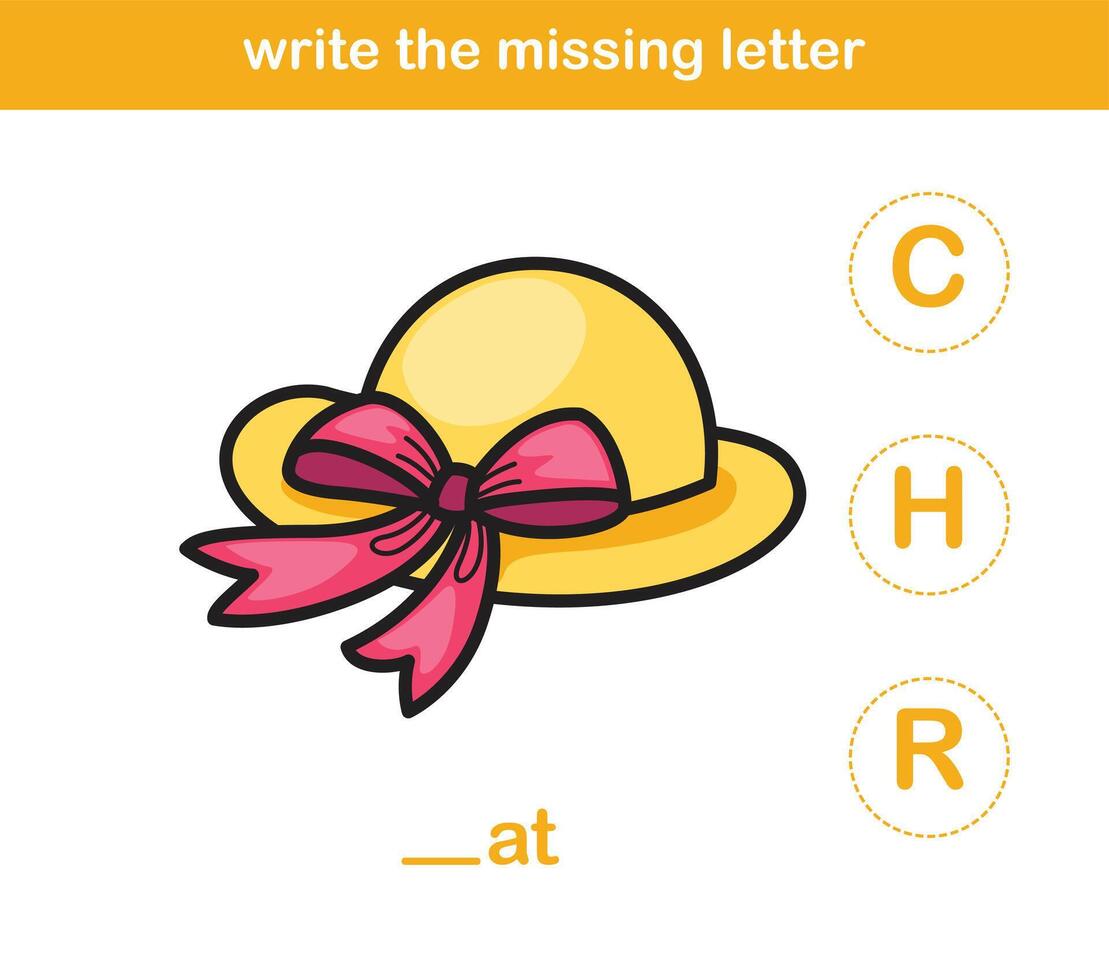 write the missing letter,illustration, vector