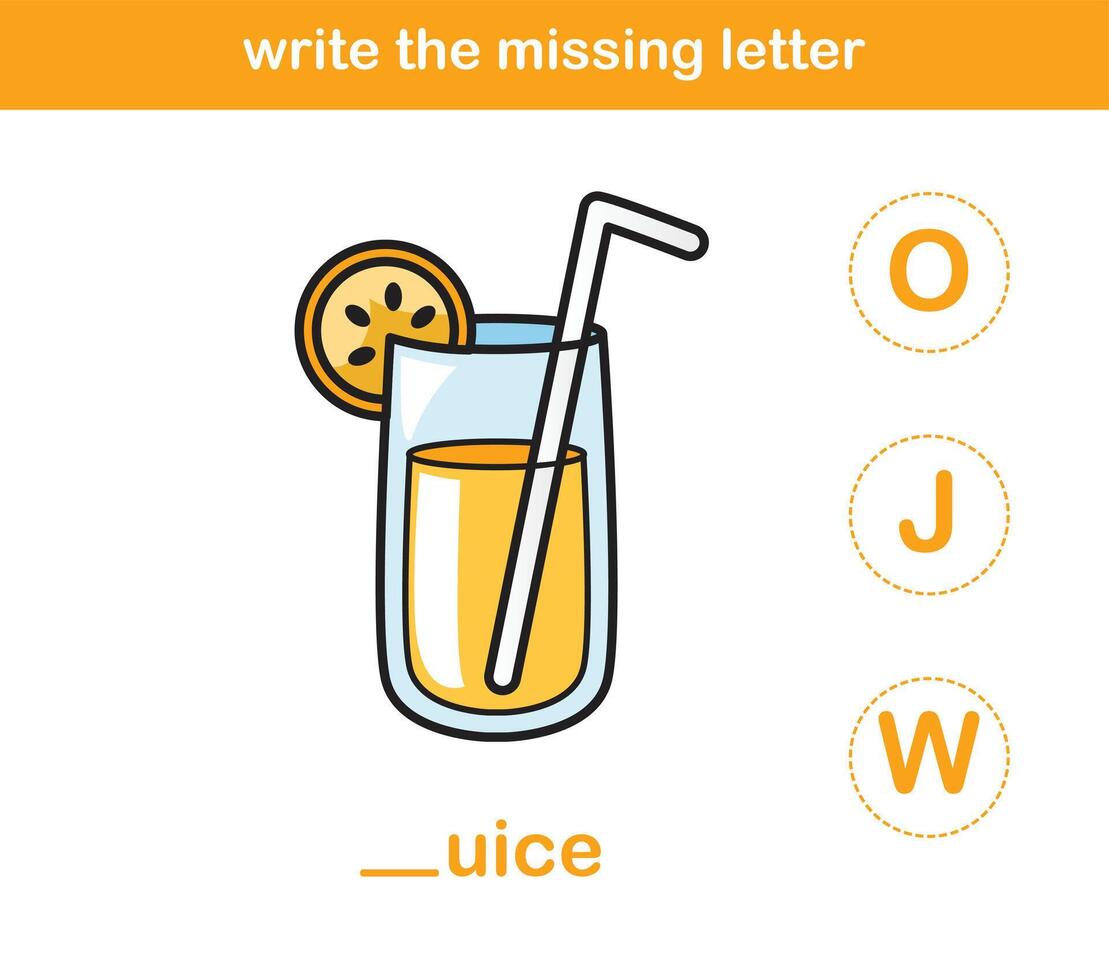 write the missing letter,illustration, vector
