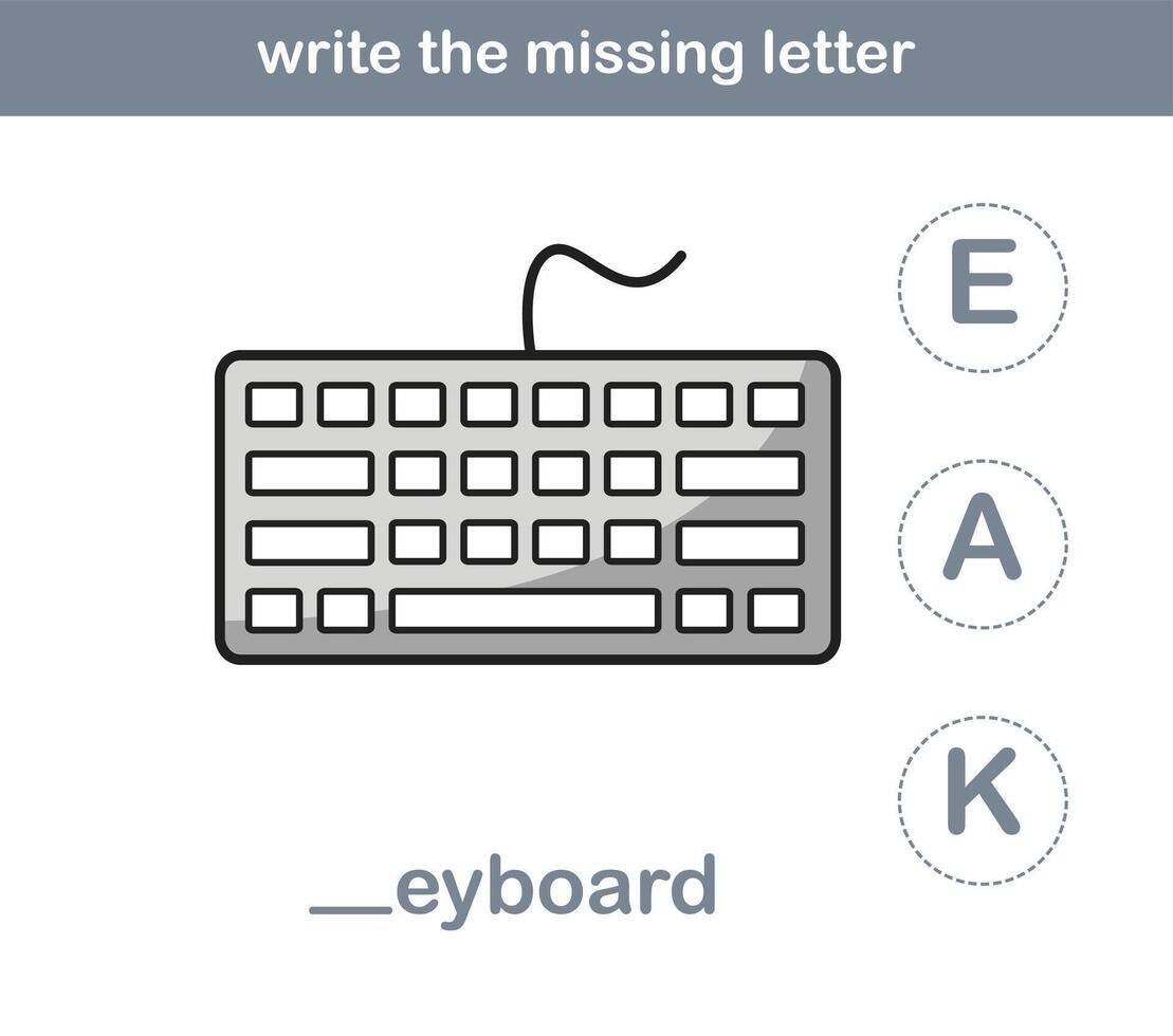 write the missing letter,illustration, vector