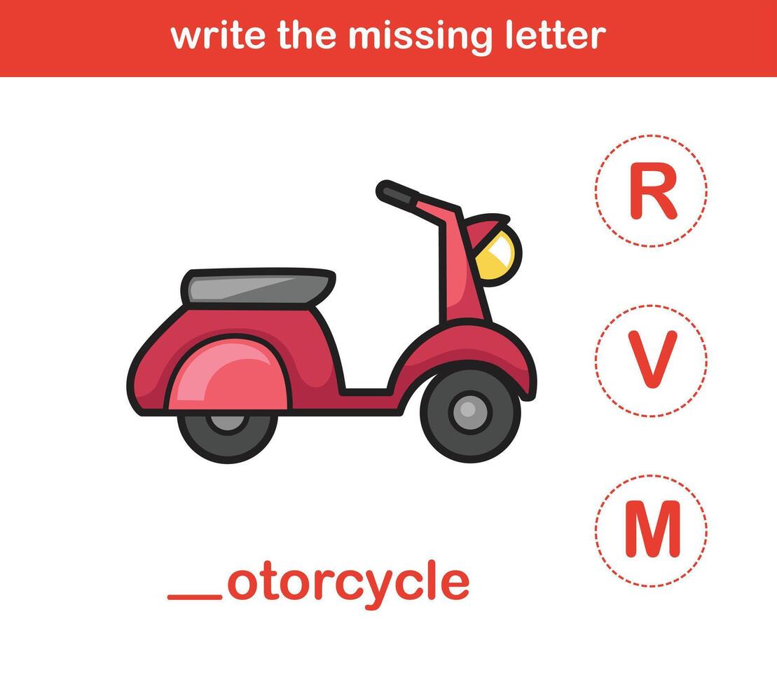 write the missing letter,illustration, vector