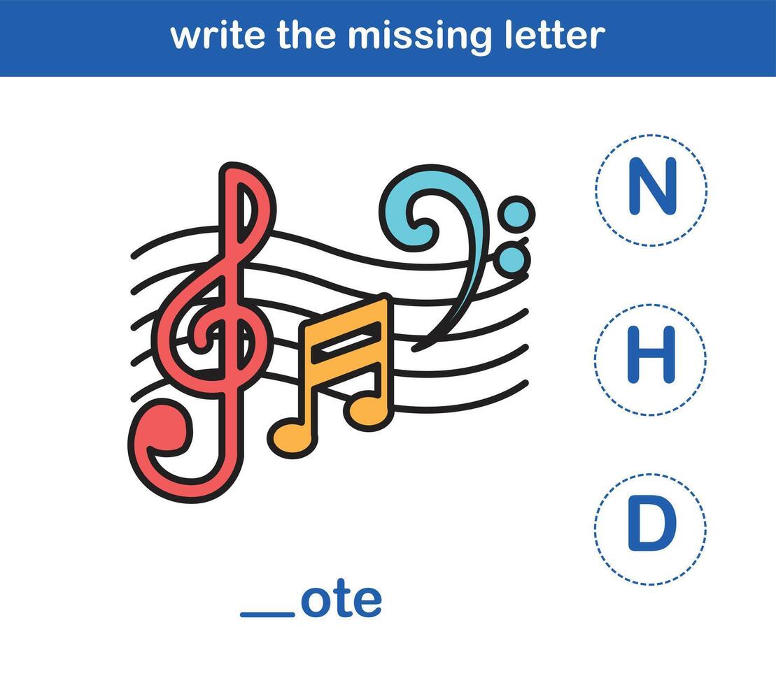 write the missing letter,illustration, vector