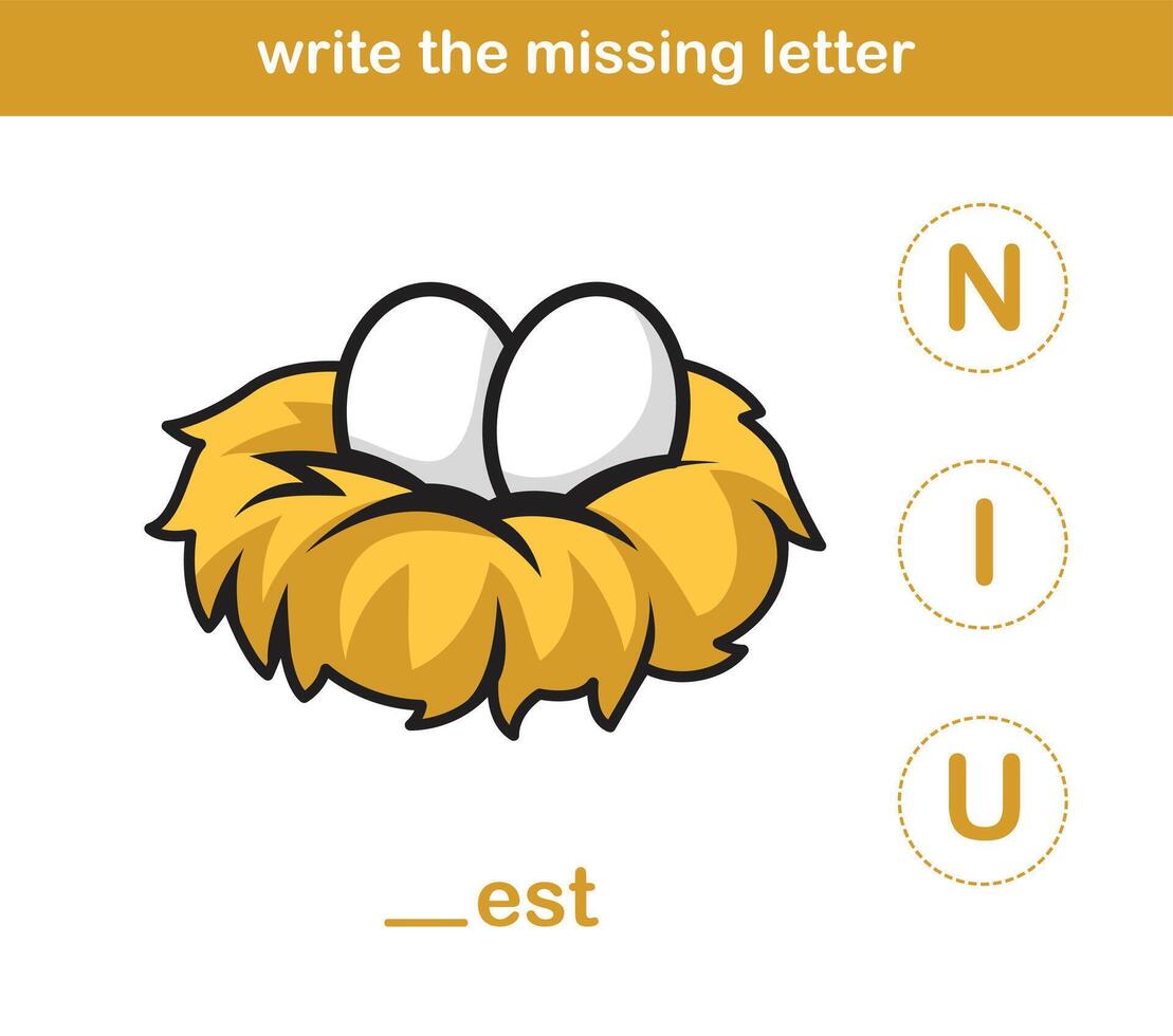 write the missing letter,illustration, vector