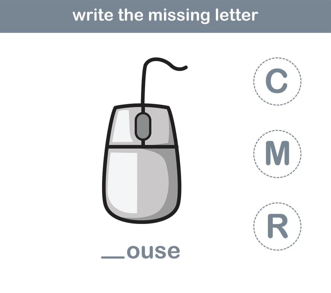 write the missing letter,illustration, vector