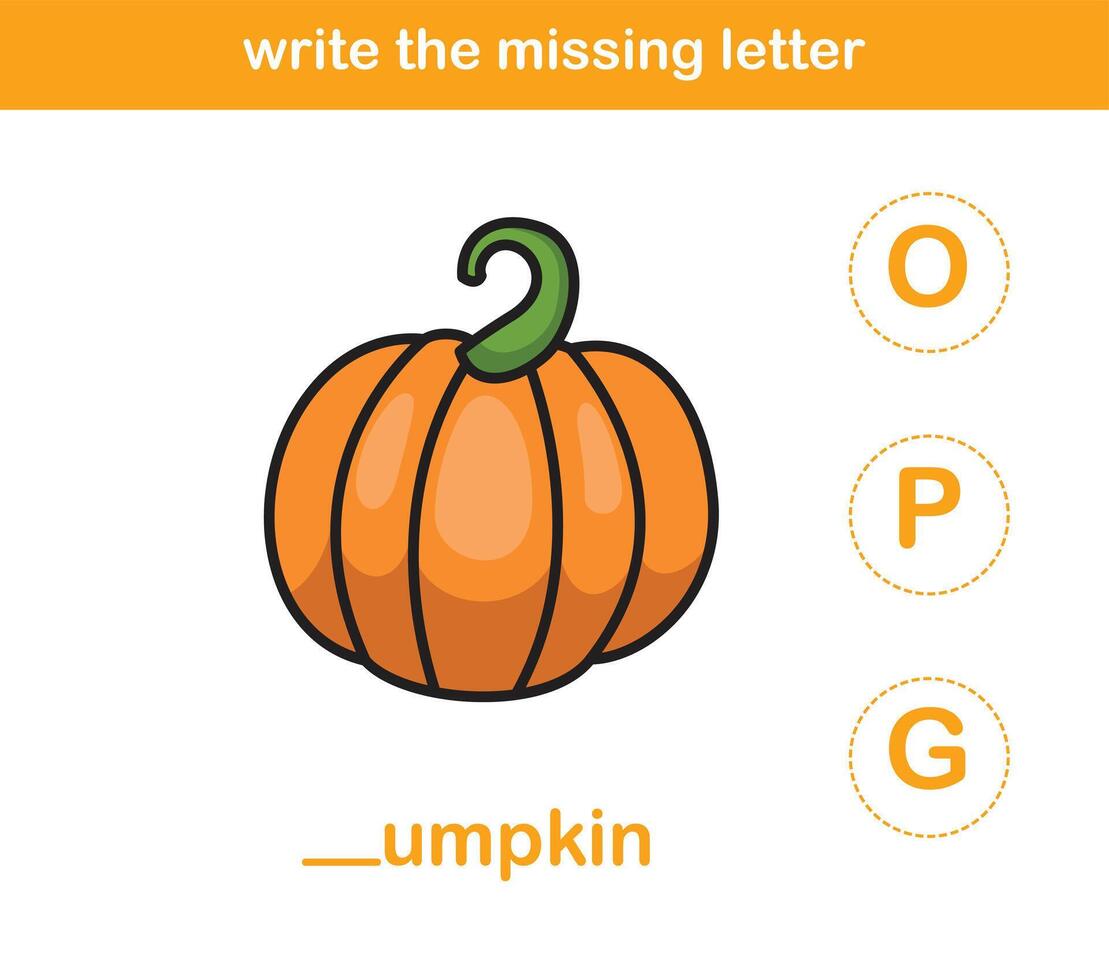 write the missing letter,illustration, vector