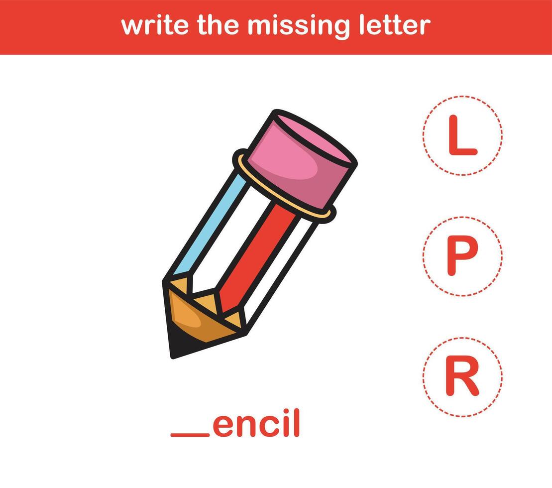 write the missing letter,illustration, vector