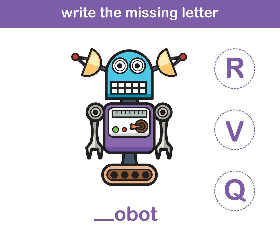 write the missing letter,illustration, vector