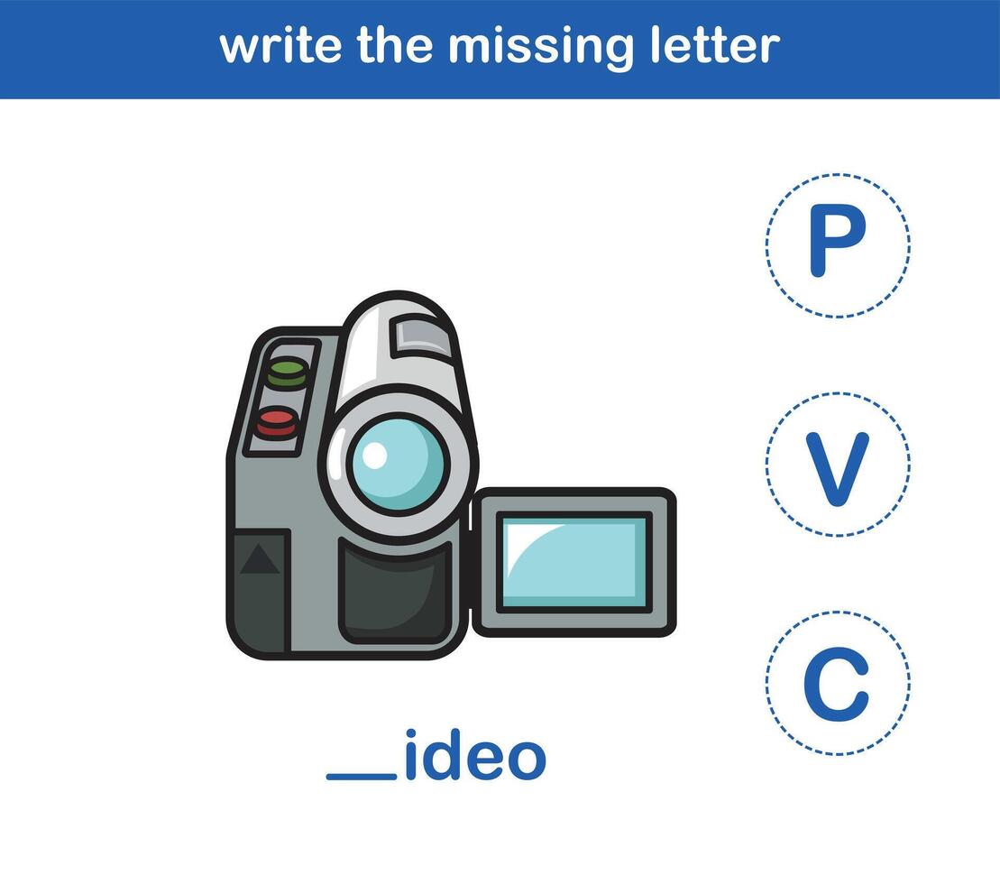 write the missing letter,illustration, vector