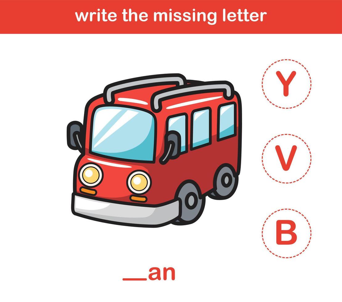 write the missing letter,illustration, vector