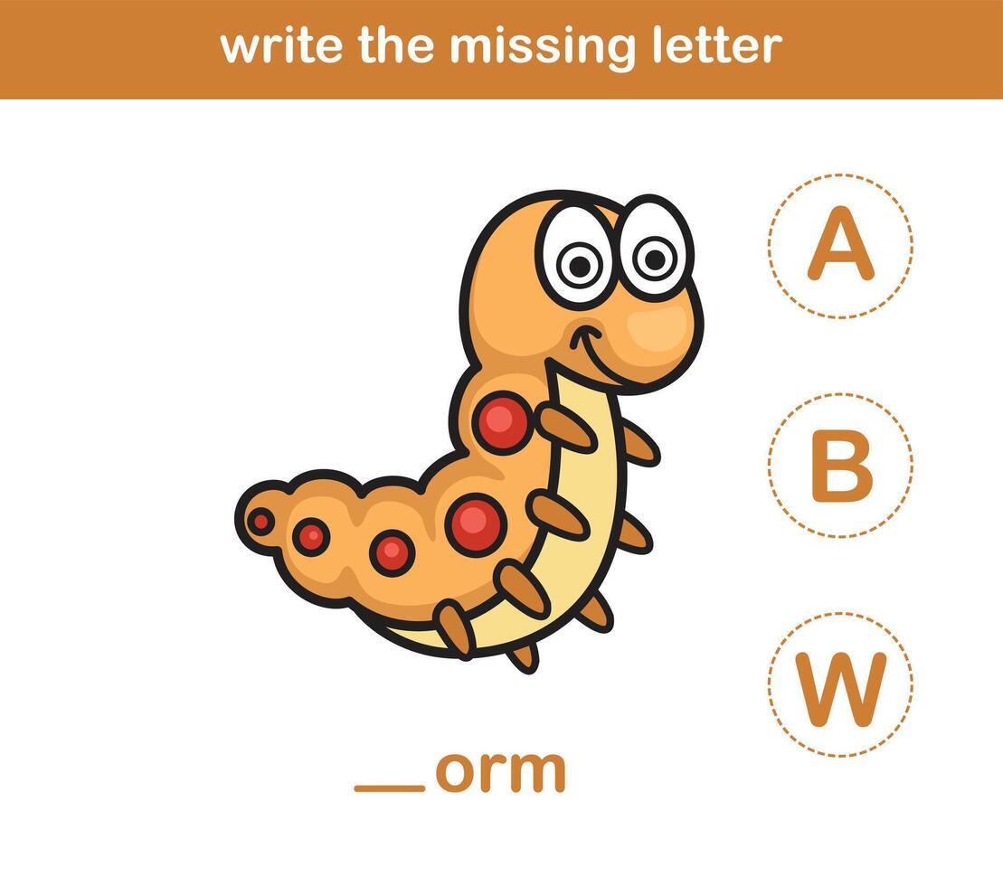 write the missing letter,illustration, vector