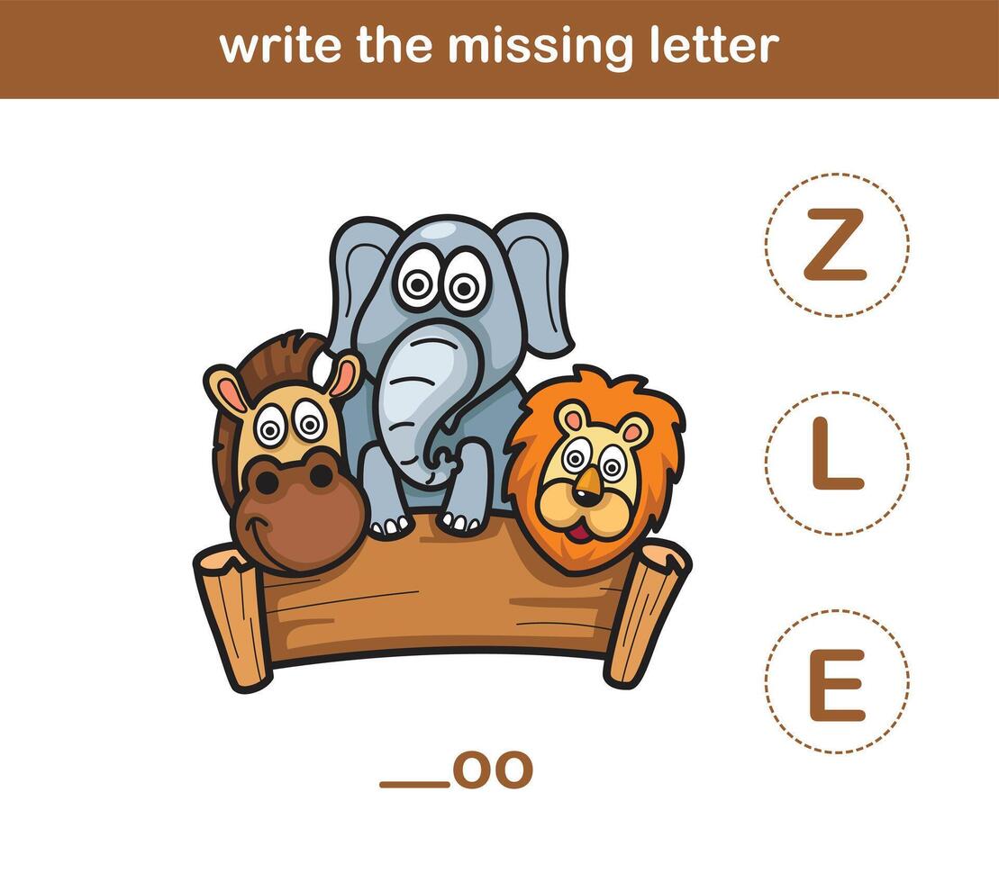 write the missing letter,illustration, vector