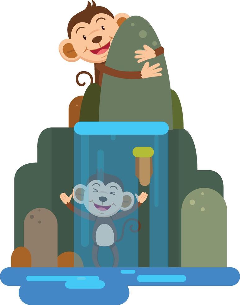 cute cartoon monkey character on white background illustration vector