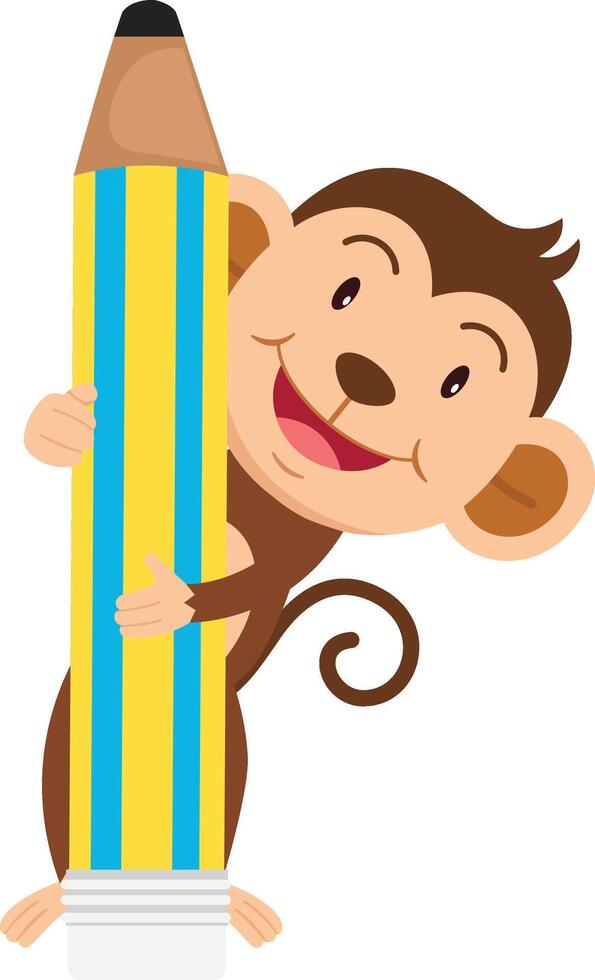 cute cartoon monkey character on white background illustration vector