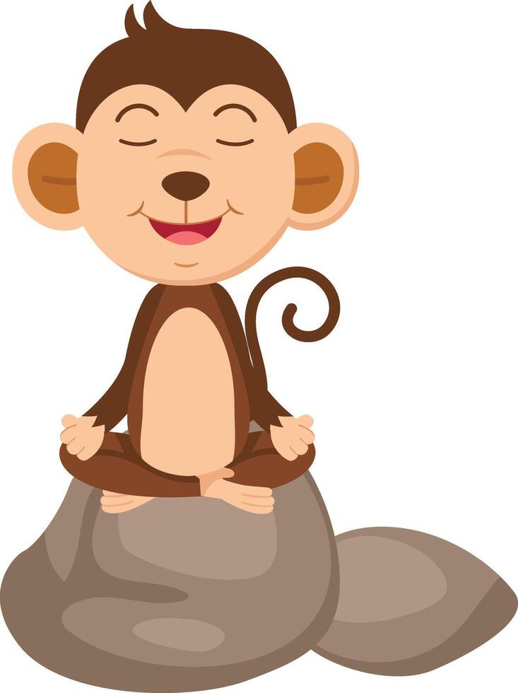 cute cartoon monkey character on white background illustration vector