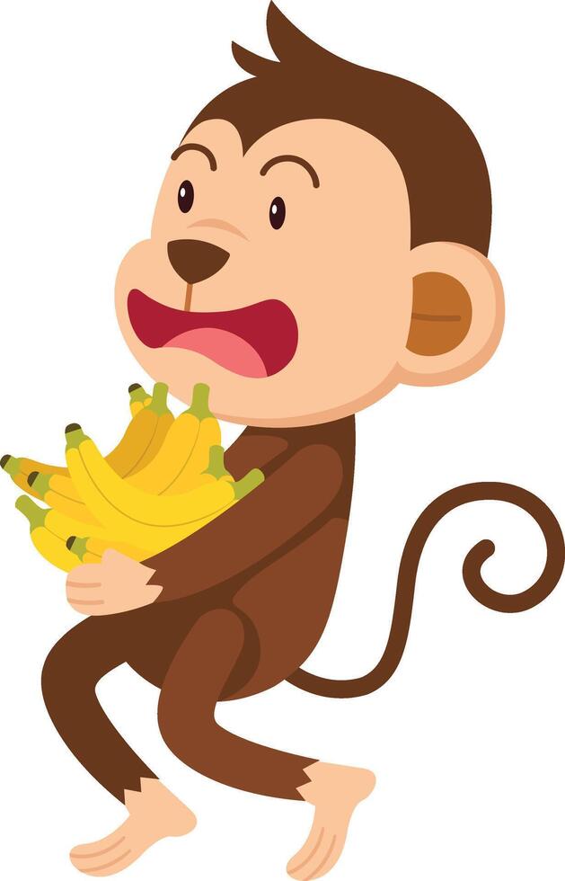 cute cartoon monkey character on white background illustration vector
