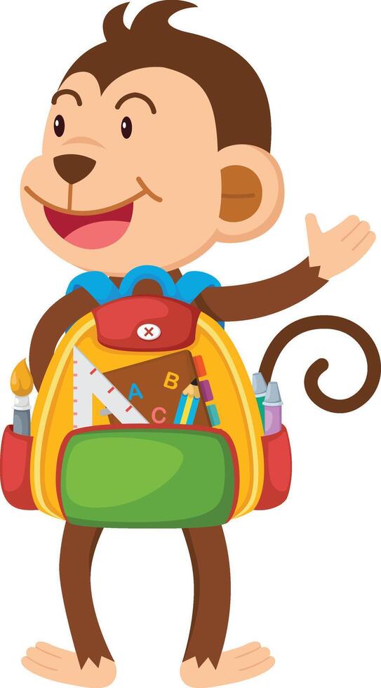 cute cartoon monkey character on white background illustration vector