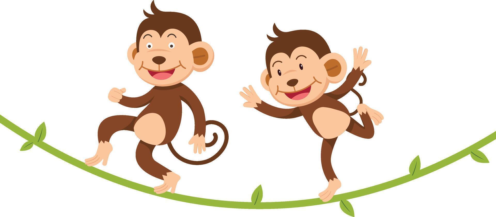 cute cartoon monkey character on white background illustration vector