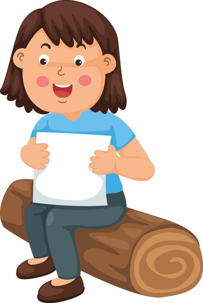 children play educational game by placing blank paper character illustration vector