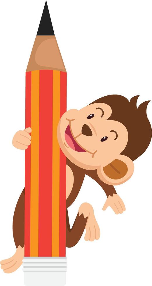 cute cartoon monkey character on white background illustration vector