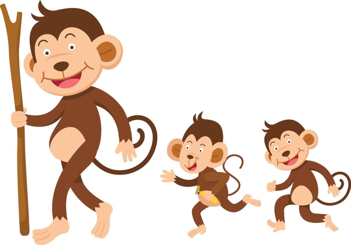 cute cartoon monkey character on white background illustration vector