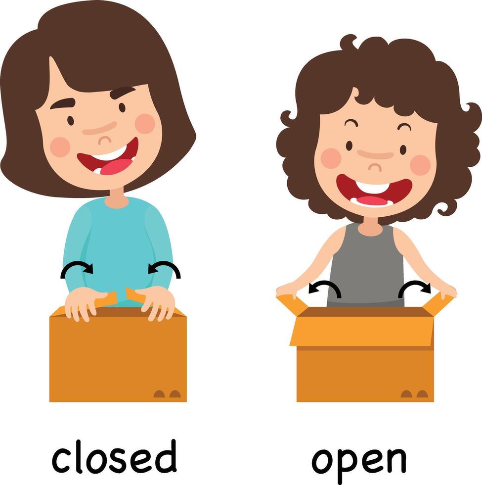 Opposite open and closed illustration vector
