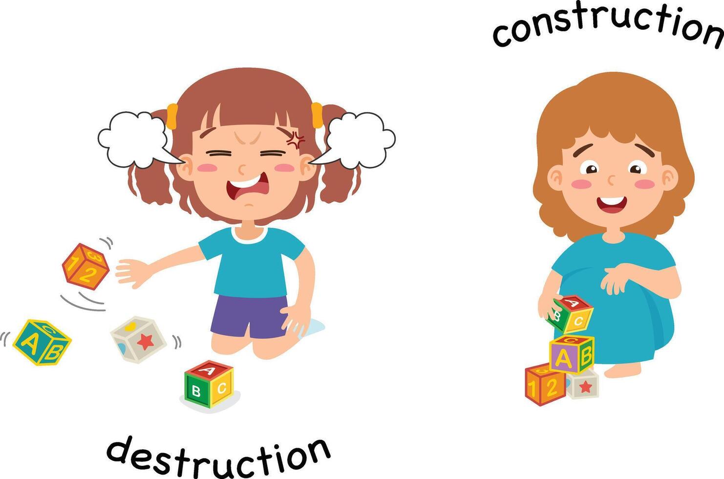 Opposite destruction and construction illustration vector