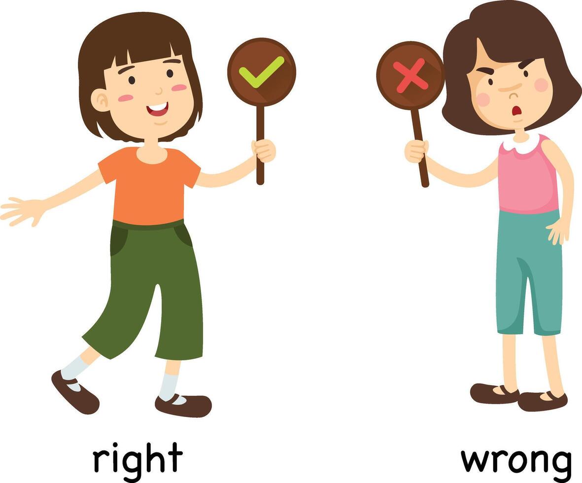 Opposite wrong and right illustration vector