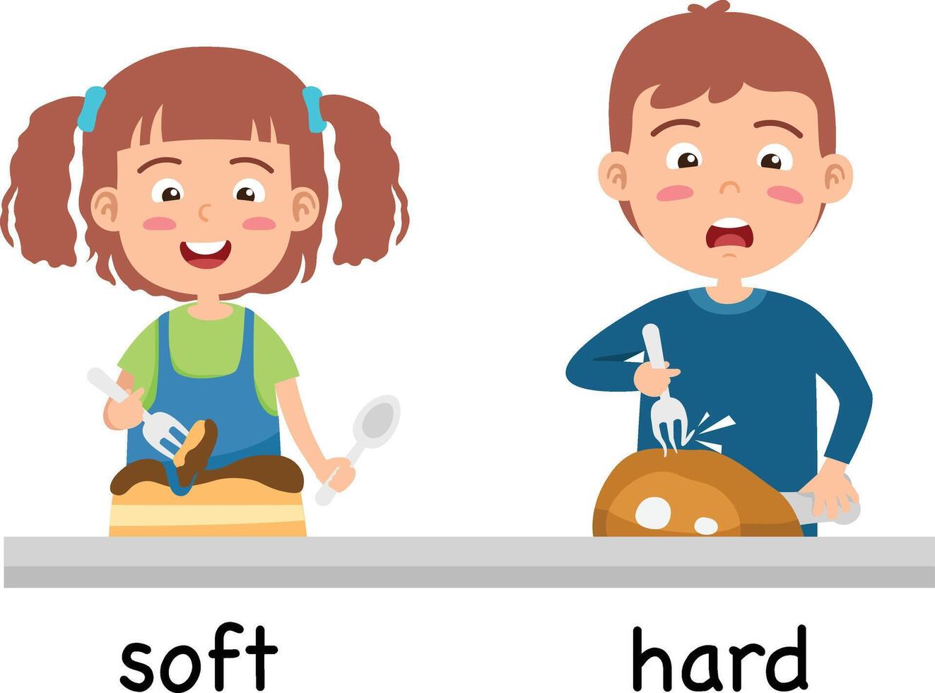 Opposite soft and hard illustration vector