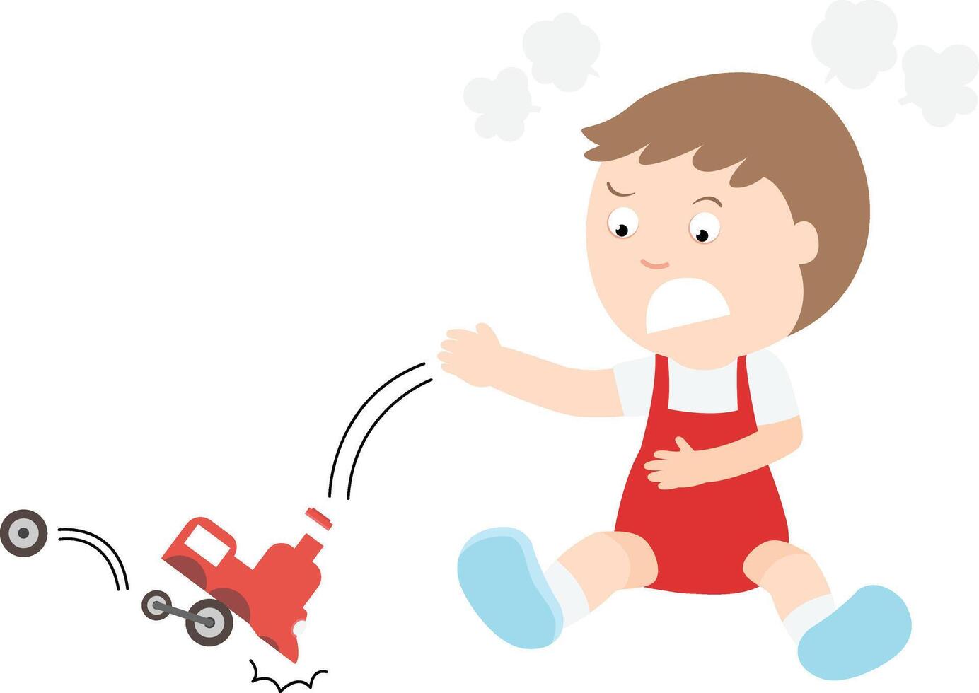 Angry little boy cartoon character illustration vector