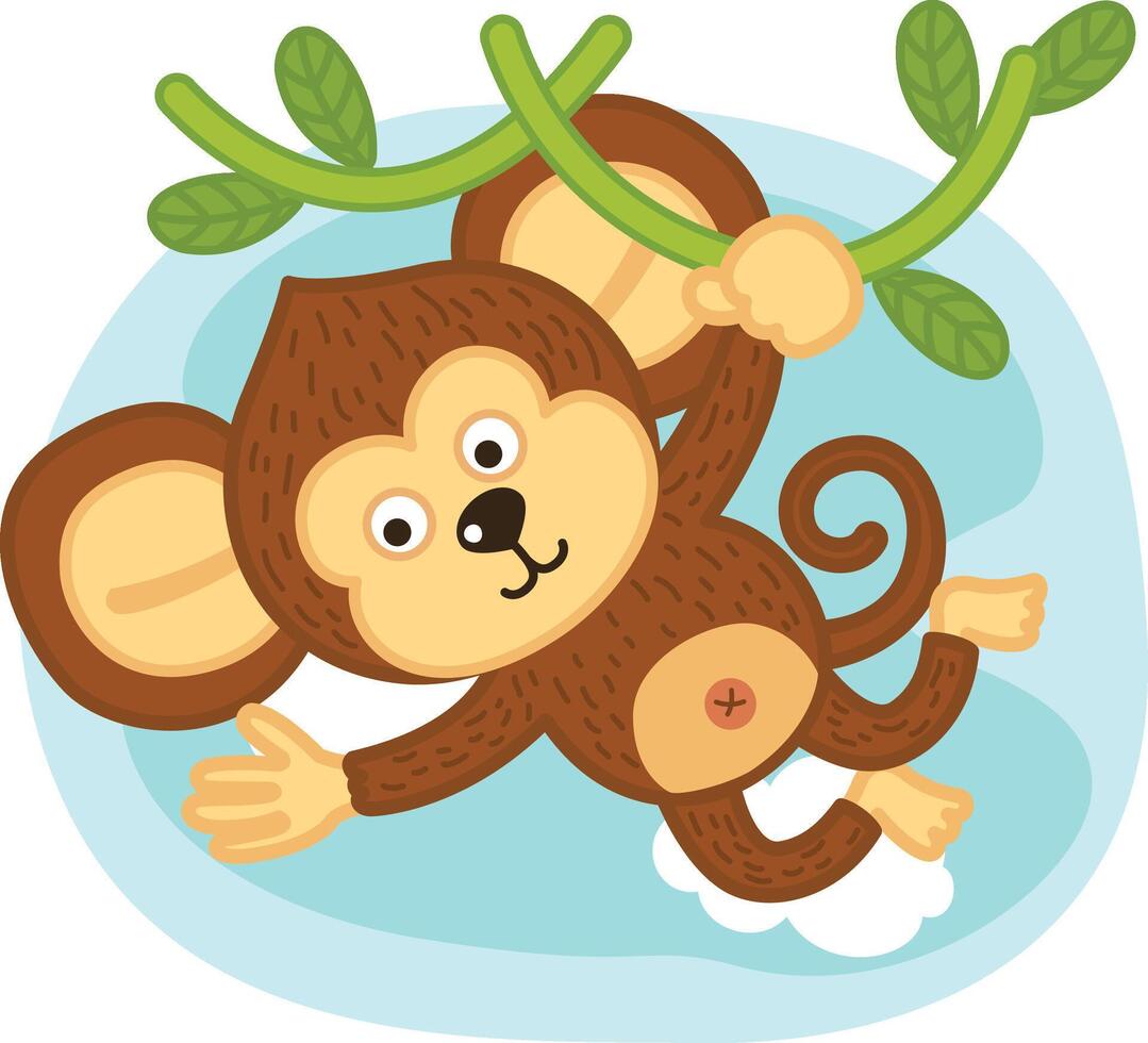 cute cartoon monkey character on white background illustration vector
