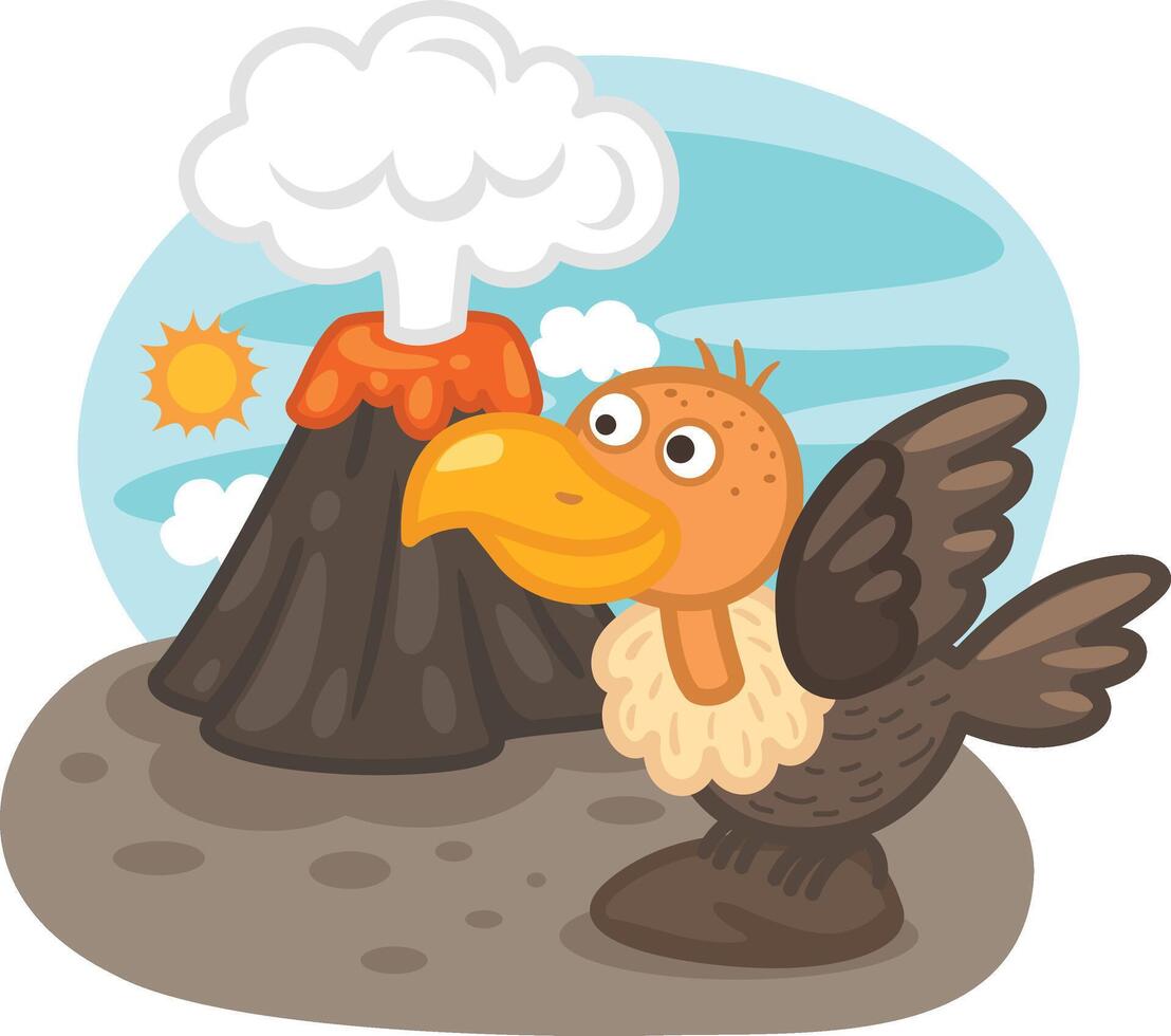 cute cartoon vulture character on white background illustration vector