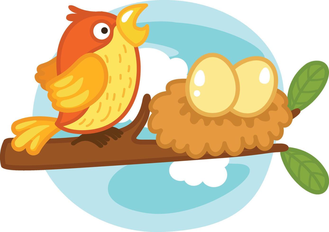 cute cartoon bird character on white background illustration vector