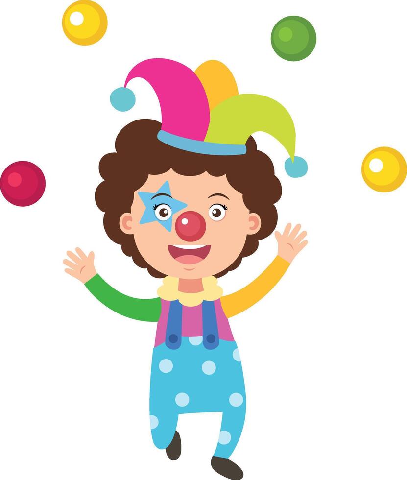 Circus kid character illustration on white background vector