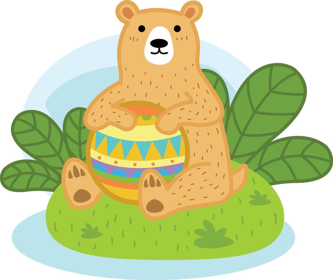 cute cartoon bear character on white background illustration vector