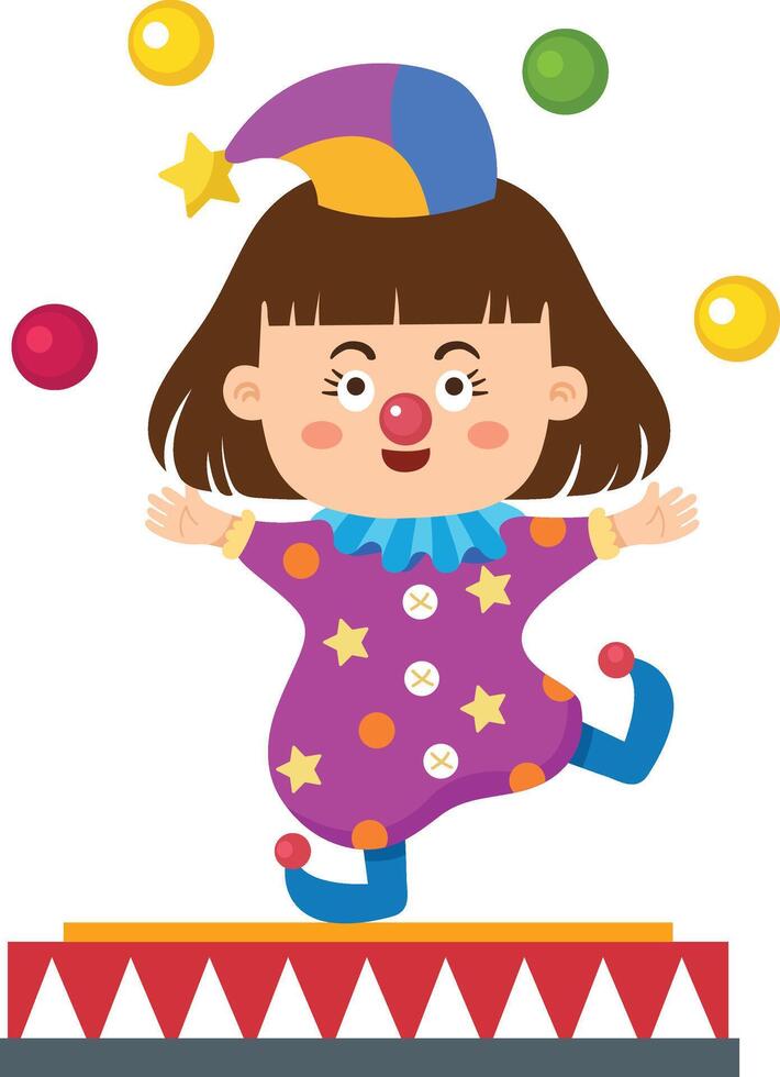 Circus kid character illustration on white background vector