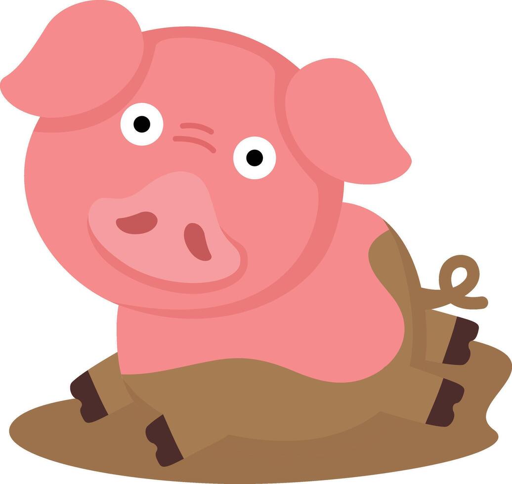 cute cartoon pig character on white background illustration vector