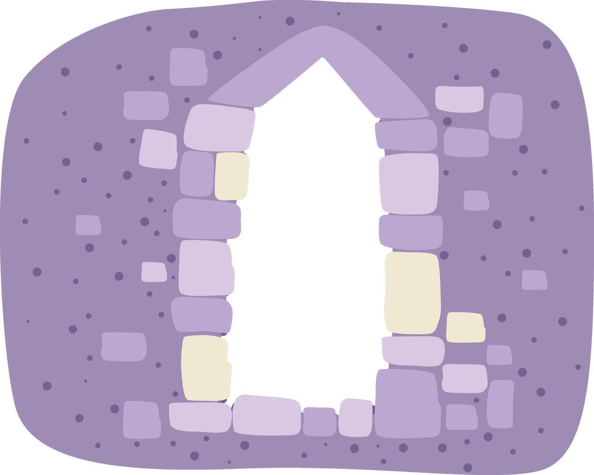 illustration of stone wall with window vector