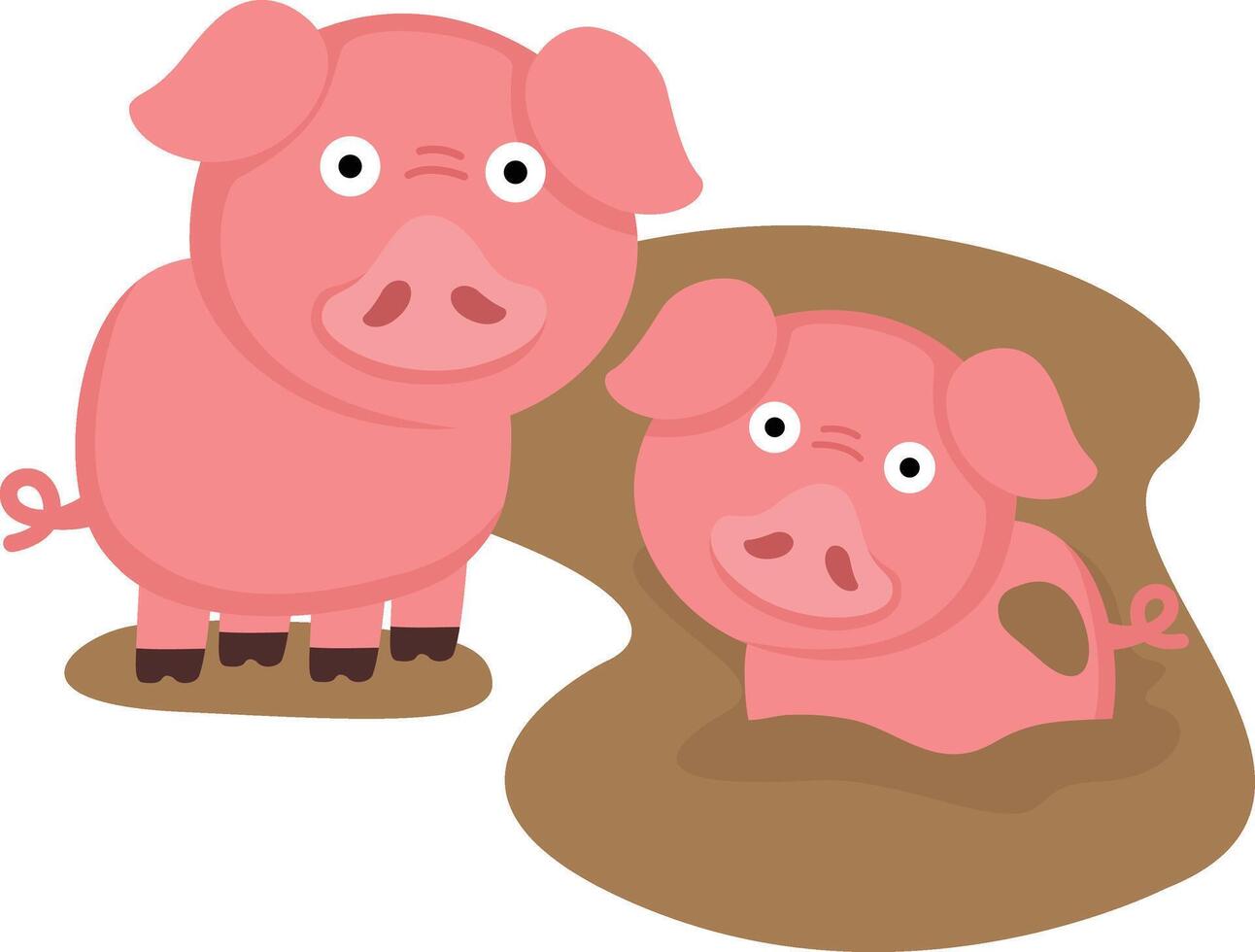 cute cartoon pig character on white background illustration vector