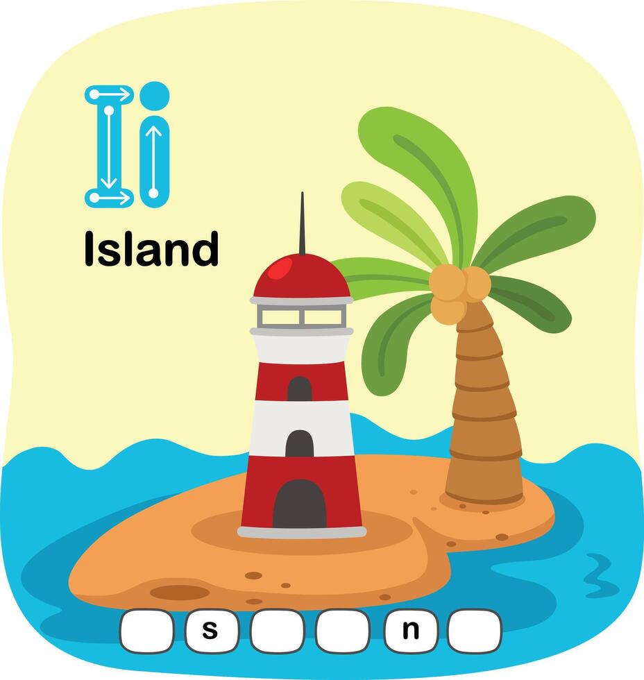 Illustration Isolated Alphabet Letter I-Island vector