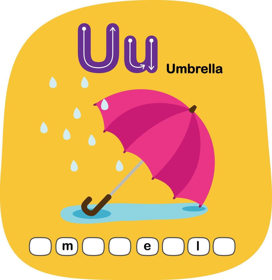 Illustration Isolated Alphabet Letter U-Umbrella vector