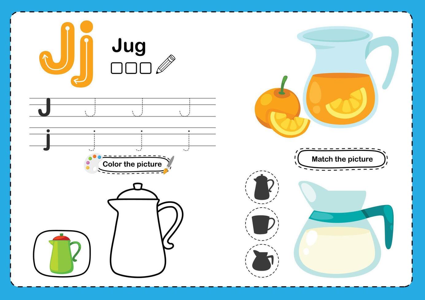 Illustration Isolated Alphabet Letter J-Jug vector