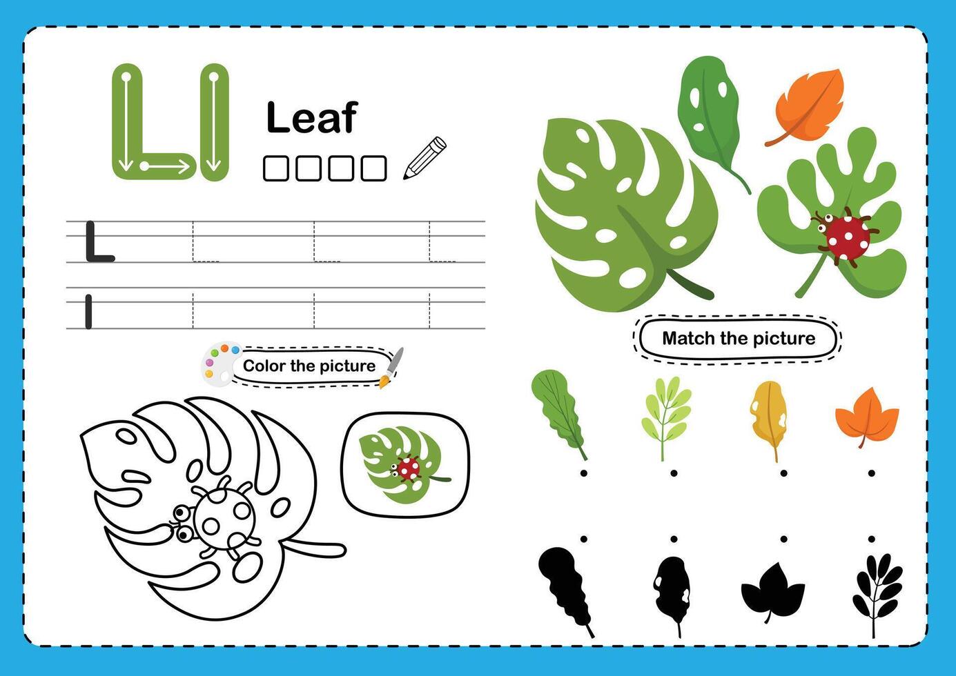 Illustration Isolated Alphabet Letter L-Leaf vector