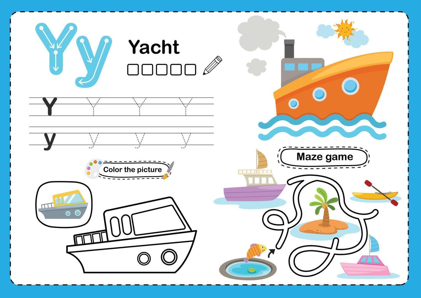 Illustration Isolated Alphabet Letter Y-Yacht vector