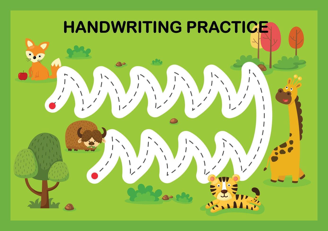 Handwriting practice sheet illustration vector