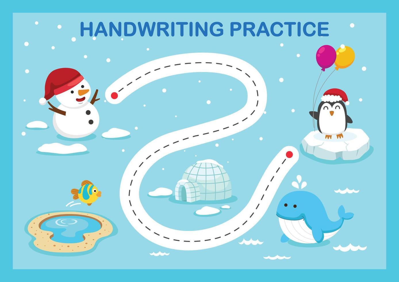 Handwriting practice sheet illustration vector