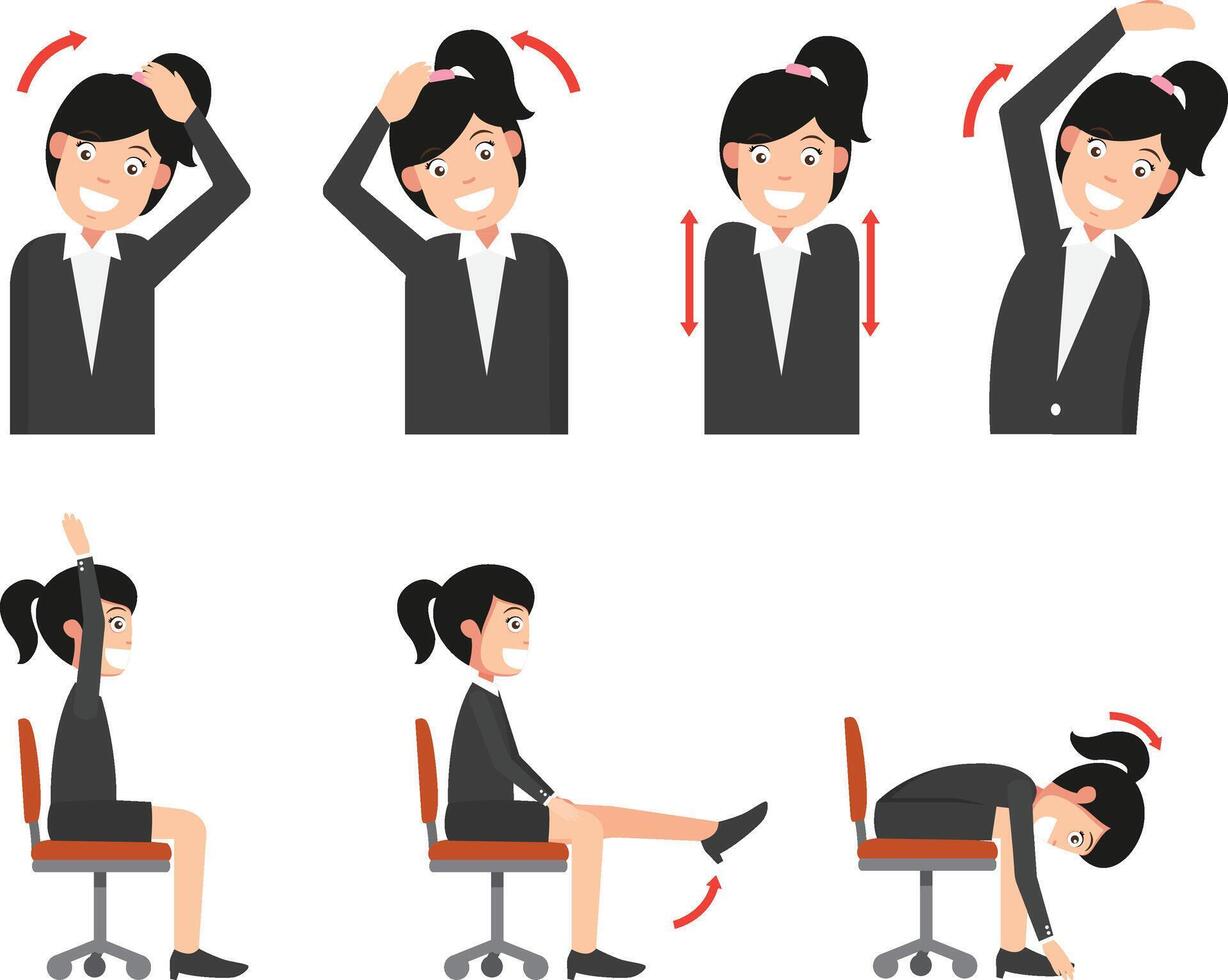 Ergonomics-stretching or exercising, office syndrome illustration vector